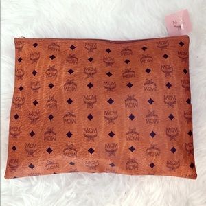 Vintage MCM Signature Zipper Clutch Handbag